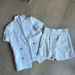 LÉA THE LABEL - RESORT - $100% LINEN WHITE SET - SIZE MEDIUM - WHITE